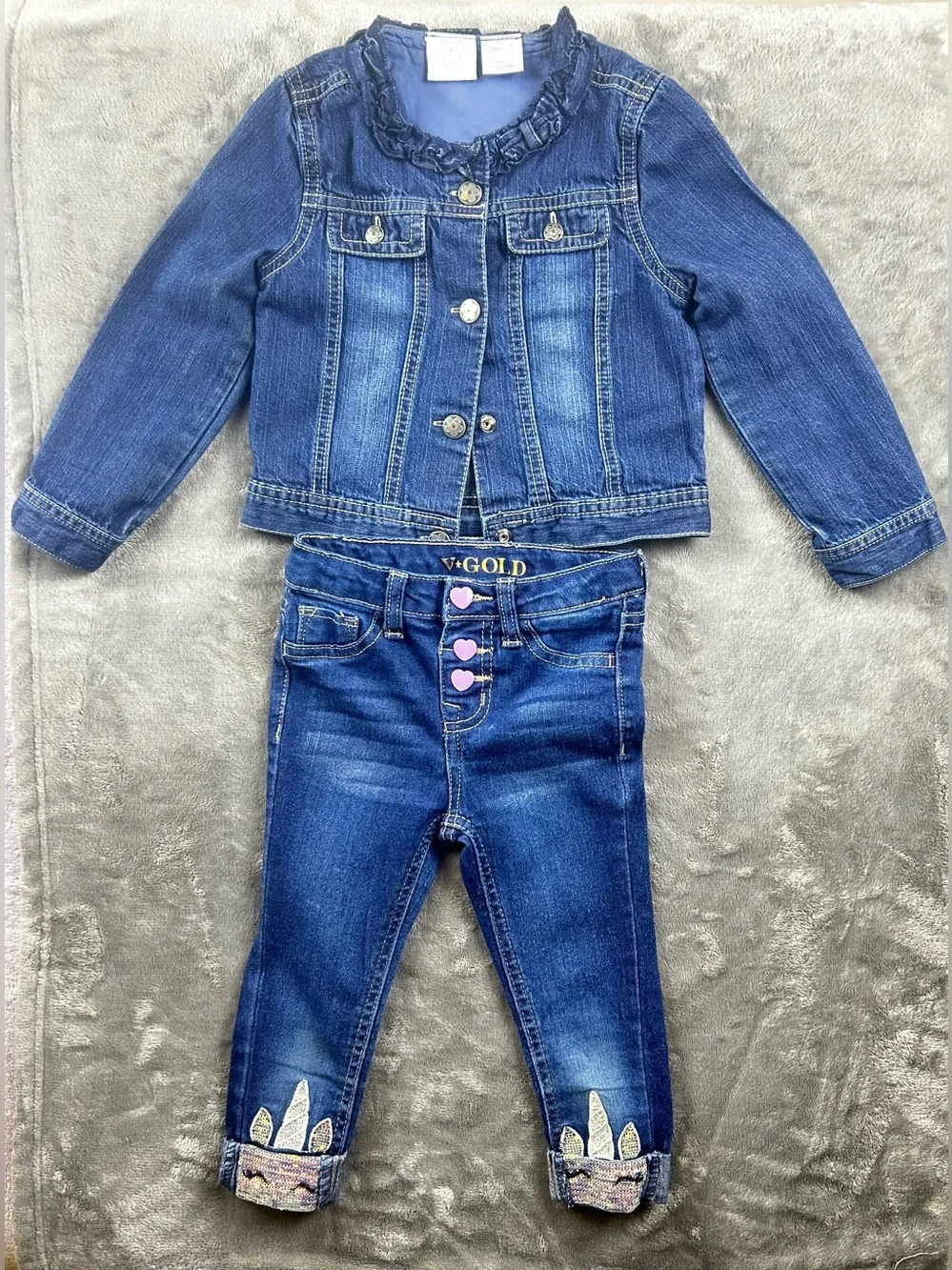Girls 2T Denim Jacket & Unicorn Jeans 2 Piece Outfit
